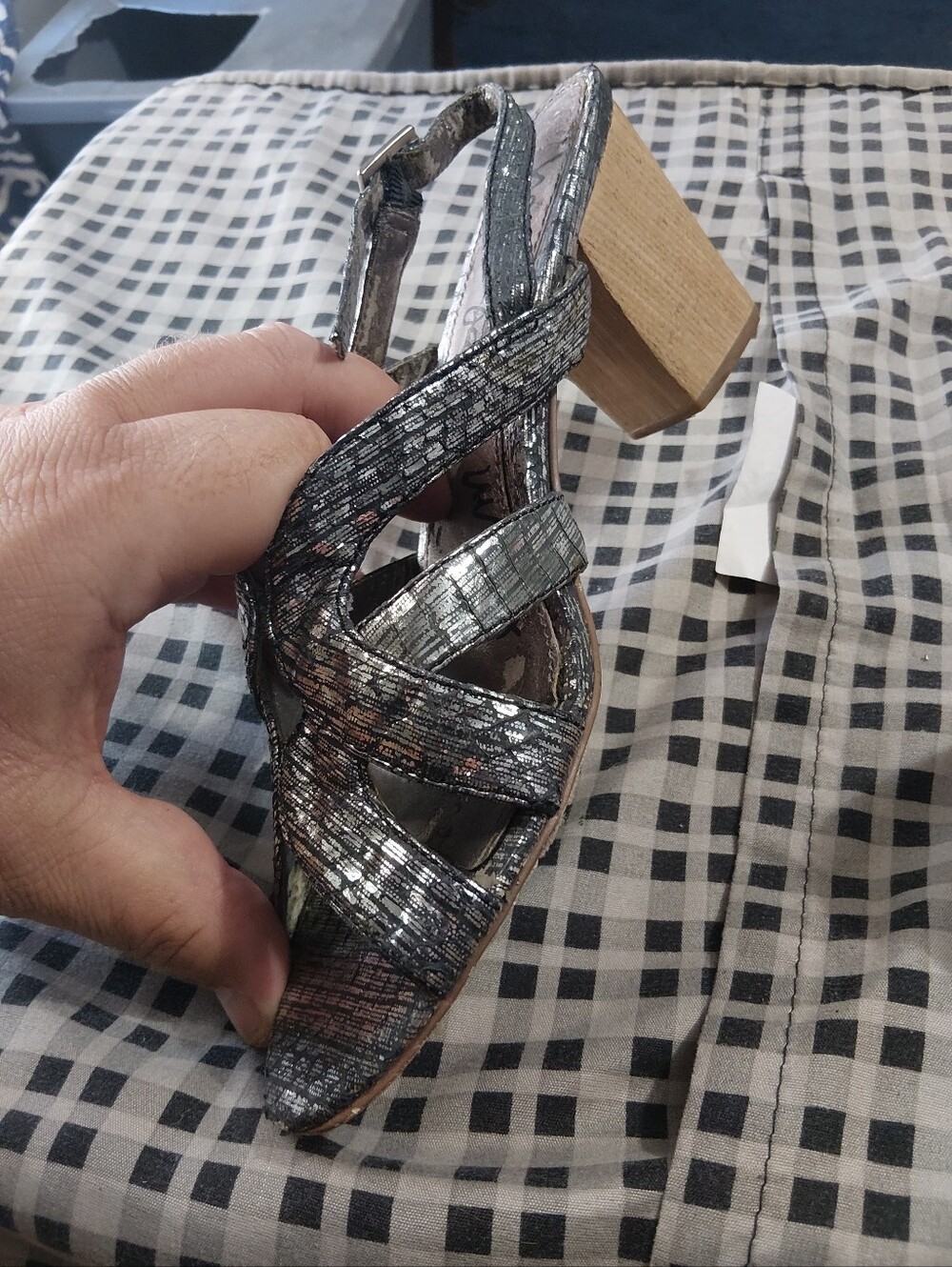 Sam Edelman Metallic Silver Strappy Heels - Picture 5 of 7